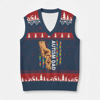 Autism Dad Awareness American Flag Fist Bump V-Neck Knit Sweater Vest