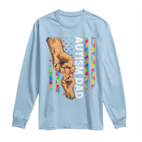 Autism Dad Awareness American Flag Fist Bump Long Sleeve Shirt