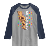 Autism Dad Awareness American Flag Fist Bump Raglan Shirt