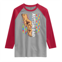Autism Dad Awareness American Flag Fist Bump Raglan Shirt