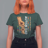 Autism Dad Awareness American Flag Fist Bump T Shirt For Women