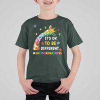 It's Ok To Be Different Autism Awareness T Shirt For Kid Rainbow Giraffe Puzzle