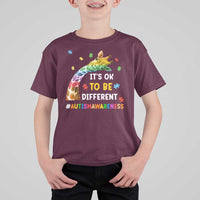 It's Ok To Be Different Autism Awareness T Shirt For Kid Rainbow Giraffe Puzzle