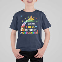It's Ok To Be Different Autism Awareness T Shirt For Kid Rainbow Giraffe Puzzle