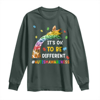 It's Ok To Be Different Autism Awareness Long Sleeve Shirt Rainbow Giraffe Puzzle