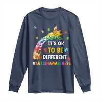 It's Ok To Be Different Autism Awareness Long Sleeve Shirt Rainbow Giraffe Puzzle