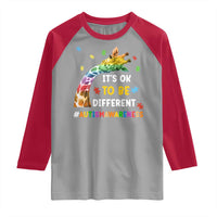 It's Ok To Be Different Autism Awareness Raglan Shirt Rainbow Giraffe Puzzle