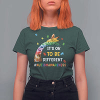 It's Ok To Be Different Autism Awareness T Shirt For Women Rainbow Giraffe Puzzle