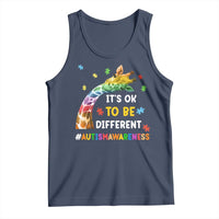 It's Ok To Be Different Autism Awareness Tank Top Rainbow Giraffe Puzzle