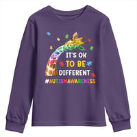 It's Ok To Be Different Autism Awareness Youth Sweatshirt Rainbow Giraffe Puzzle