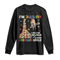 Funny I'm Autistic I See The World Form Different Angle Long Sleeve Shirt Puzzle Giraffe