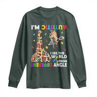 Funny I'm Autistic I See The World Form Different Angle Long Sleeve Shirt Puzzle Giraffe