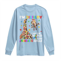 Funny I'm Autistic I See The World Form Different Angle Long Sleeve Shirt Puzzle Giraffe