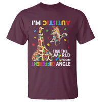 Funny I'm Autistic I See The World Form Different Angle T Shirt Puzzle Giraffe