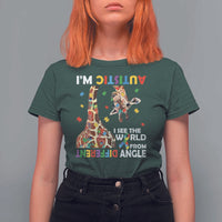 Funny I'm Autistic I See The World Form Different Angle T Shirt For Women Puzzle Giraffe