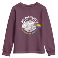 Neurodiversity Celebrate The Spectrum Youth Sweatshirt Brain Autism Awareness ASD ADHD