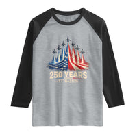 250 Years American 1776 2026 Raglan Shirt USA 250th Anniversary 4th of July US Flag Jets
