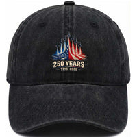 250 Years American 1776 2026 Washed Cotton Baseball Cap USA 250th Anniversary 4th of July US Flag Jets