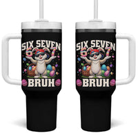 Funny Easter Day Six Seven Bruh Tumbler With Handle 67 Bunny Easter Eggs