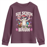 Funny Easter Day Six Seven Bruh Youth Sweatshirt 67 Bunny Easter Eggs