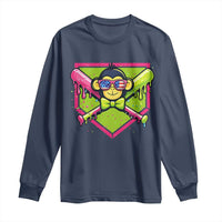 Party Monkey Baseball Drip Funny Animals Lover Long Sleeve Shirt