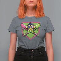 Party Monkey Baseball Drip Funny Animals Lover T Shirt For Women