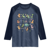 Dinosaur Autism Awareness Raglan Shirt It Is Okay to Be Different Dino Lover