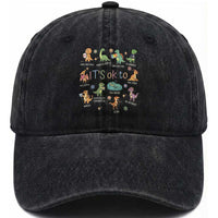 Dinosaur Autism Awareness Washed Cotton Baseball Cap It Is Okay to Be Different Dino Lover