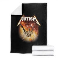 Autism Skeleton Funny Meme Throw Blanket Fire Burning Flames