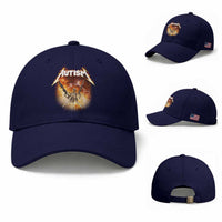 Autism Skeleton Funny Meme Baseball Cap Fire Burning Flames