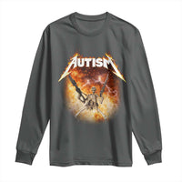 Autism Skeleton Funny Meme Long Sleeve Shirt Fire Burning Flames