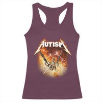 Autism Skeleton Funny Meme Racerback Tank Top Fire Burning Flames