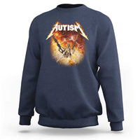 Autism Skeleton Funny Meme Sweatshirt Fire Burning Flames
