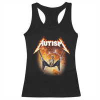 Autism Skeleton Rocker Racerback Tank Top Hardcore Rock Style Artwork