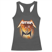Autism Skeleton Rocker Racerback Tank Top Hardcore Rock Style Artwork