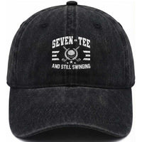 70th Birthday Golf Washed Cotton Baseball Cap Funny Seven Tee And Still Swinging 70 Years Old