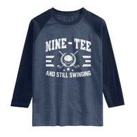 90th Birthday Golf Raglan Shirt Funny Nine Tee And Still Swinging 90 Years Old