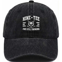90th Birthday Golf Washed Cotton Baseball Cap Funny Nine Tee And Still Swinging 90 Years Old