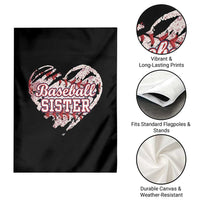 Baseball Sister Garden Flag Vintage Baseball Heart Game Day