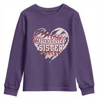 Baseball Sister Youth Sweatshirt Vintage Baseball Heart Game Day