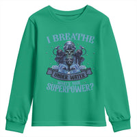 Scuba Diving Youth Sweatshirt I Breathe Underwater What's Your Superpower Skull - Wonder Print Shop