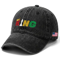 Funny Juneteenth King Washed Cotton Baseball Cap Black Father Chess African American