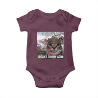 Funny I Survived Todays Tummy Ache Baby Onesie War Cat Meme - Wonder Print Shop