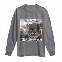 Funny I Survived Todays Tummy Ache Long Sleeve Shirt War Cat Meme - Wonder Print Shop