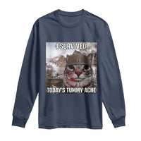 Funny I Survived Todays Tummy Ache Long Sleeve Shirt War Cat Meme - Wonder Print Shop