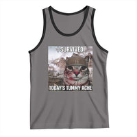 Funny I Survived Todays Tummy Ache Tank Top War Cat Meme - Wonder Print Shop