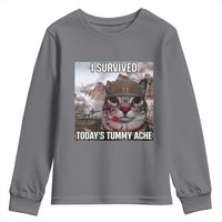 Funny I Survived Todays Tummy Ache Youth Sweatshirt War Cat Meme - Wonder Print Shop