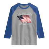 Funny Dont Tread On Freedom Raglan Shirt Patriotic 4th Of July Vintage Betsy Ross Flag - Wonder Print Shop