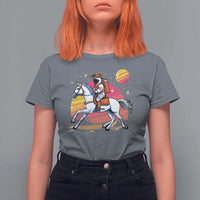Astronaut Cowboy T Shirt For Women Spaceman Planets Space Galaxy Western Style - Wonder Print Shop