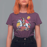 Astronaut Cowboy T Shirt For Women Spaceman Planets Space Galaxy Western Style - Wonder Print Shop